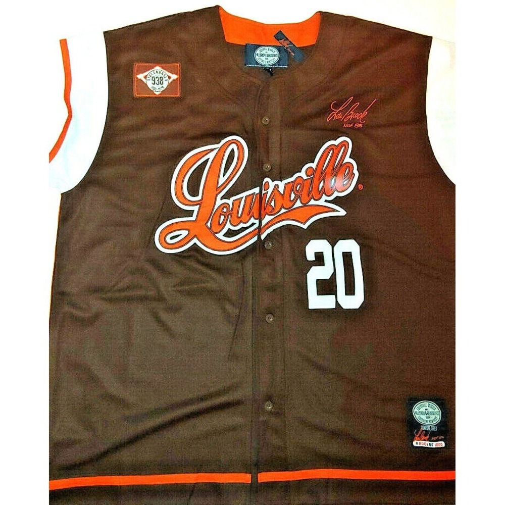 LOU BROCK LOUISVILLE SLUGGER HOF 85 SIGNATURE BASEBALL JERSEY SIZE 2XL Vintage